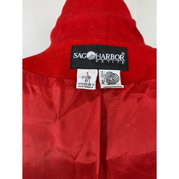 Vintage 90s Red Wool Blazer Fall Winter Christmas Retro Holiday Party Preppy - Picture 7 of 9